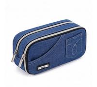 Rutiyoka Pencil Case Pouch, Denim Pen Bag with 2 Zipper Compartments for Kids, Pencil Organizer, Jeans Aesthetic School Supplies for Teen Girls Boys Adults Blue