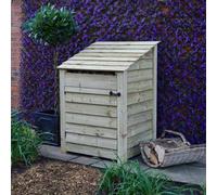 Rutland County Garden Furniture Burley 4Ft Log Store With Doors - L80 X W89.5 X H128 Cm - Light Green