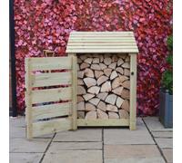 Rutland County Garden Furniture Burley Log Store - Light Green - Slatted Panels - 3Ft Wide X 4Ft Tall + 1 Door With Hook&eye Fixing - Forward Sloping Roof