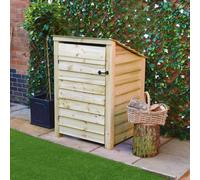 Rutland County Garden Furniture Burley Log Store - Light Green - Solid Panels - 3Ft Wide X 4Ft Tall + 1 Door With Hook&eye Fixing - Backward Sloping Roof