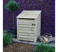Rutland County Garden Furniture Burley Log Store - Light Green - Solid Panels - 3Ft Wide X 4Ft Tall + 1 Door With Hook&eye Fixing - Forward Sloping Roof