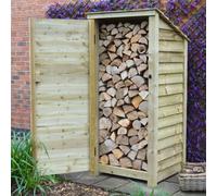 Rutland County Garden Furniture Burley Log Store - Light Green - Solid Panels - 3Ft Wide X 6Ft Tall + 1 Door With Hook&eye Fixing - Backward Sloping Roof