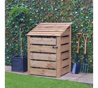 Rutland County Garden Furniture Burley Log Store - Rustic Brown - Slatted Panels - 3Ft Wide X 4Ft Tall + 1 Door With Hook&eye Fixing - Forward Sloping Roof