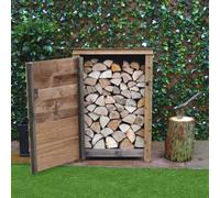 Rutland County Garden Furniture Burley Log Store - Rustic Brown - Solid Panels - 3Ft Wide X 4Ft Tall + 1 Door With Hook&eye Fixing - Backward Sloping Roof