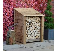 Rutland County Garden Furniture Burley Log Store - Rustic Brown - Solid Panels - 3Ft Wide X 4Ft Tall - Forward Sloping Roof