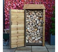 Rutland County Garden Furniture Burley Log Store - Rustic Brown - Solid Panels - 3Ft Wide X 6Ft Tall + 1 Door With Hook&eye Fixing - Forward Sloping Roof