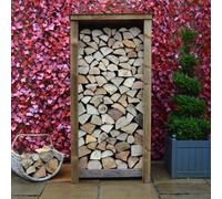 Rutland County Garden Furniture Burley Log Store - Rustic Brown - Solid Panels - 3Ft Wide X 6Ft Tall + 1 Door With Hook&eye Fixing - Backward Sloping Roof