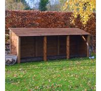 Rutland County Garden Furniture Empingham 4Ft Log Store - L80 X W340 X H128 Cm - Rustic Brown