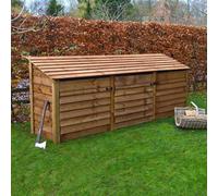 Rutland County Garden Furniture Empingham 4Ft Log Store With Doors And Kindling Shelf - L80 X W340 X H128 Cm - Rustic Brown
