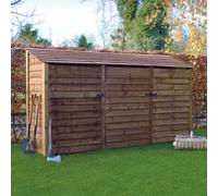 Rutland County Garden Furniture Empingham 6Ft Log Store With Doors - L80 X W340 X H181 Cm - Rustic Brown