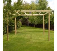 Rutland County Garden Furniture Freestanding Box Pergola - Light Green - 2.4M Width X 4.8M Length - 6 Posts
