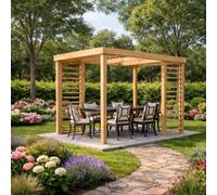 Rutland County Garden Furniture Freestanding Panel Pergola - Light Green - 3.6M Width X 4.2M Length