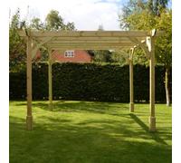 Rutland County Garden Furniture Freestanding Premium Pergola - Light Green - 2.4M Width X 6.6M Length - 6 Posts