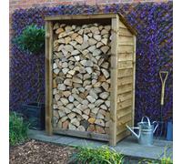 Rutland County Garden Furniture Greetham Log Store - Rustic Brown - Solid Panels - 4Ft Wide X 6Ft Tall - Backward Sloping Roof