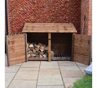 Rutland County Garden Furniture Hambleton 4Ft Log Store With Doors - L80 X W180 X H128 Cm - Rustic Brown