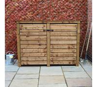 Rutland County Garden Furniture Hambleton Log Store - Rustic Brown - Solid Panels - 6Ft Wide X 4Ft Tall + 2 Doors With Hook&eye Fixing / Backward Sloping Roof
