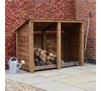 Rutland County Garden Furniture Hambleton Log Store - Rustic Brown - Solid Panels - 6Ft Wide X 4Ft Tall - Backward Sloping Roof