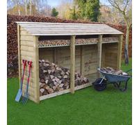 Rutland County Garden Furniture Ltd Empingham 6ft Log Store with Kindling Shelf L80 x W340 x H181cm, Green Rutland County Garden Furniture Ltd Green