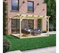 Rutland County Garden Furniture Ltd Premium Wall Mounted Pergola & Decking Kit, L480 x W480 cm, Brown in Green Rutland County Garden Furniture Ltd Green