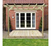 Rutland County Garden Furniture Ltd Wall Mounted Pergola & Decking Kit, L360 x W360 cm, Light Green Rutland County Garden Furniture Ltd Light Green