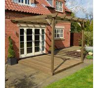 Rutland County Garden Furniture Ltd Wall Mounted Pergola & Decking Kit, L360 x W360 cm, Rustic Brown Rutland County Garden Furniture Ltd Brown
