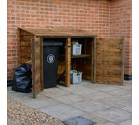 Rutland County Garden Furniture Morcott Single Wheelie Bin With Recycling Store - Rustic Brown