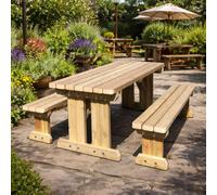 Rutland County Garden Furniture Tinwell Freestanding Picnic Table With Bench Set - 5Ft Width X 5Ft Length (Rounded Edges)