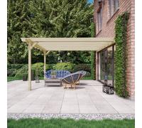 Rutland County Garden Furniture Wall Mounted Double Garden Pergola - Light Green - 2.4M Depth X 3M Length - 2 Posts