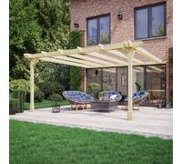 Rutland County Garden Furniture Wall Mounted Double Premium Pergola - Light Green - 1.8M Depth X 4.8M Length - 3 Posts