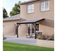 Rutland County Garden Furniture Wall Mounted Felt Shingle Roof Gazebo - Rustic Brown - 2.5M Depth X 2.9M Width - 2 Posts / Slate Grey Felt