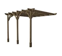Rutland County Garden Furniture Wall Mounted Premium Pergola 3 Posts - Wood - L420 X W780 X H270 Cm - Rustic Brown