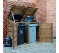 Rutland County Morcott Double Wheelie Bin Store - Rustic Brown