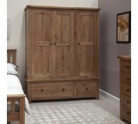Rutland Oak 3 Door 2 Drawer Wardrobe