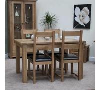 Rutland Oak Extending Dining Set and 4 Rutland Leather Seat Chairs