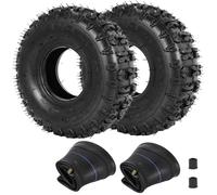 RUTU 4.10/3.50-4 Tyre and Tube, 2 Pack of Sack Barrow Wheels 260X85 10x3.50 | Replacement Pneumatic Tyres for Garden Trolly Trolley Hand Truck Wheelbarrow 4.10-4