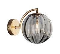 RUTXE Modern Glass Ball Wall Lamp Bedside Wall Light Globe Wall Mounted Light Wall Sconce Lighting Mid Century Wall Fixture for Living Room Bedroom Hallway (Smoke Grey)