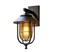 RUTXE Outdoor Waterproof Black Retro Wall Light E27 Clear Glass Wall sconces Birdcage Shape Wall Lantern Aluminum Metal Rustproof Wall lamp for Garden Hallway Aisle