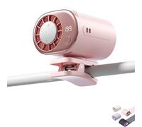 RUTYAUB 2026 Car Clip On Air Conditioner Fan with LED Display, 360° Rotation Personal Cooling Mini Fans, 199 Speeds Adjustable, USB Rechargeable Portable Fan for Home, Office, Camping, Gym (pink)