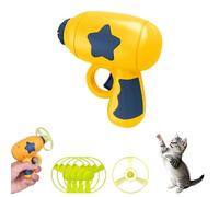 RUTYAUB Bamboo Dragonfly Catapult Pistol, Flying Disc Launcher Toy with LED Glow, Interactive Cat Toy & Outdoor Flying Saucer Blaster, Colourful Cat Fetch Toys Chasing Flying Propeller Funny Toys (d)