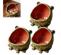 RUTYAUB Big-Mouth Frog Candy Dish Ceramic Statue, Funny Big Mouthed Figurine for Key Bowl Entryway Table, Fun Desktop Storage for Office Home Kitchen Decor (3pcs)