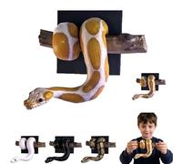 RUTYAUB Golden Ball Python Wall Sculpture, 3D Realistic Gothic Resin Figurine With Branch, Symbol of Strength & Prosperity, Hand-Painted Realistic Snake Wall Art, for Entryway Bar Home (A)