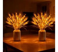 RUTYAUB Golden Harvest Light, Golden Harvest Light, Wheat Stalks Decor Table Lamp, Warm White, Rustic Farmhouse Accent Light, for Bedroom Living Room Dining (2pcs)