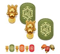RUTYAUB Golden Turtle Wallet Charm, Lucky Turtle Charm with Coin Biting Pose, Feng Shui Chinese Lucky Charms for Wealth Prosperity, Meaningful Gift for Women Charms Collectors，Green：2pcs