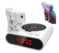 RUTYAUB Gun and Target Wake Shot Alarm Clock, 2-in-1 interactive shooting game clocks, Shooting Tool Alarm Clock Interesting LED Display Ringtones Customization, 2 Alarm Modes for Bedroom (b)