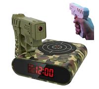 RUTYAUB Gun and Target Wake Shot Alarm Clock, 2-in-1 interactive shooting game clocks, Shooting Tool Alarm Clock Interesting LED Display Ringtones Customization, 2 Alarm Modes for Bedroom (c)