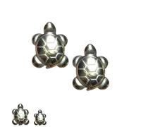 RUTYAUB Mini Pyrite Turtle Crystal Animal Tortoise Pendants, 15/25mm Mini Turtle Crystal Animal Pendants Necklace Carved Stone for DIY Decor (small-2pcs)