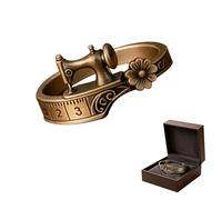 RUTYAUB Sewing Machine Themed Bracelet, Vintage Measuring Tape ＆ Creative Flower Bracelet, Sewing Lover's Bracelet for Quilters, Sewers Designers (Ring)