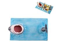 RUTYAUB Sushi Serving Plate Shark,Shark Sushi Platter, Ceramic Dipping Plate Rectangle,Funny Sushi Plate, Artistic Food Serving Trays with Soy Sauce Holder Dinner Plates for Dessert Side Dishes