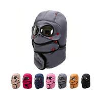 RUTYAUB Winter Thermal Hat with Glasses,Winter Pilot Hat Trapper Hats, Mens Trapper Hats Goggles and Face Mask for Cycling Windproof Ski Mask Cap
