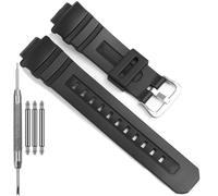 Ruuber Replacement Band Compatible with Casio G Shock AWG-M100 AWGM100B AW-590 G-7700 Watch Strap 10273059 Resin Bracelet, Blackband steelbuckle, One Size, Casual